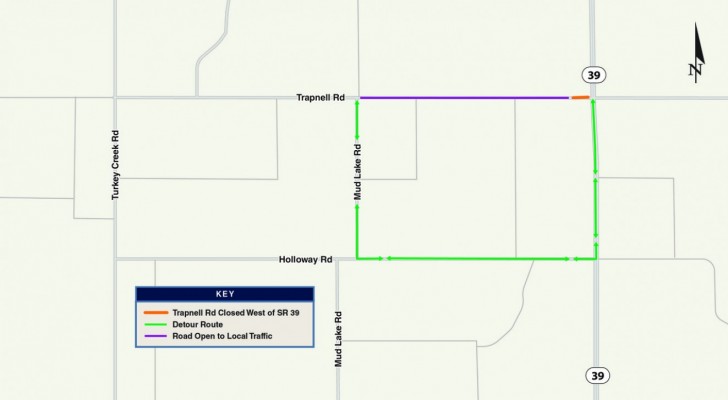 Trapnell Road west of SR 39 Closing Nightly